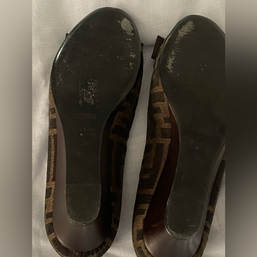 Real FENDI zucca wedges in size 35 brown bow - Picture 6 of 14